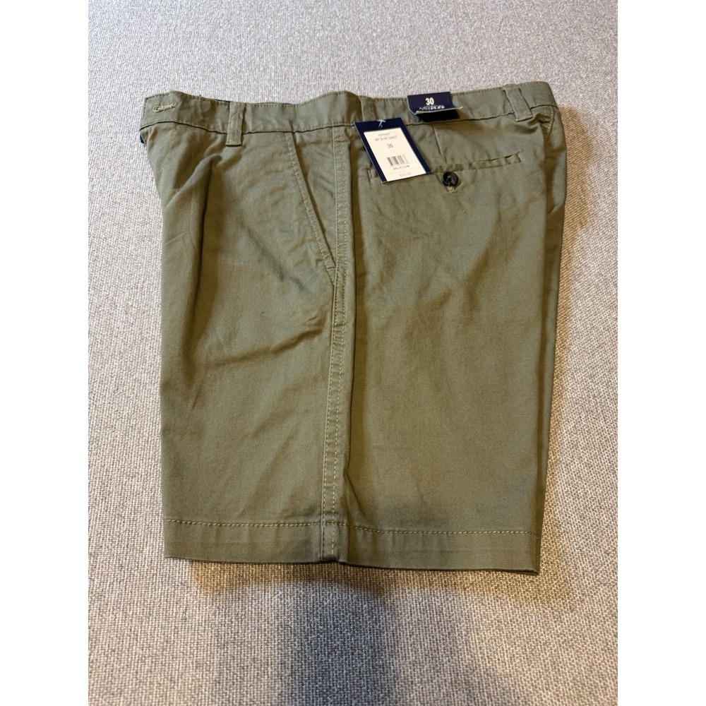 Crown And Ivy Men's Army Green Classic Chino Shorts 30 Cotton, Traditional, Prep